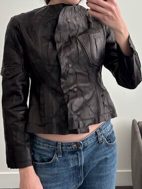 Acne studios black Leather Button-Front Women's Jacket